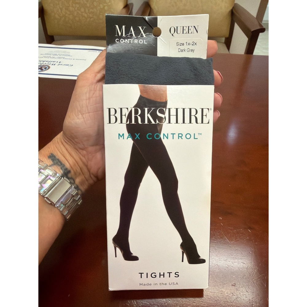 Berkshire Max Control Tights Dark Grey Queen 1x-2x Style 4739 Opaque Pantyhose